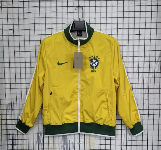 Retro Jacket 2010-2011 Brazil Yellow Soccer Windbreaker Jacket Football Jacket