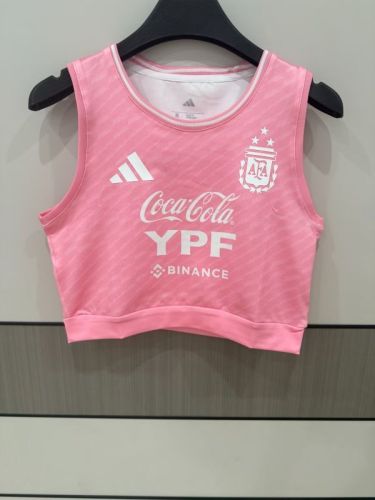 Women 2025-2026 Argentina Pink Soccer Yoga Vest Girl Football Jersey