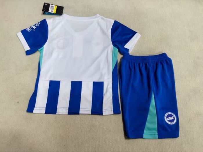with Sponor Logo Youth Uniform Kids Kit Brighton & Hove Albion 2025-2026 Home Soccer Jersey Shorts Child Football Set