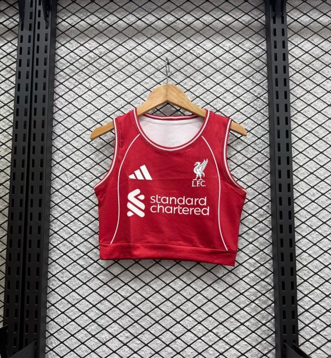 Women 2025-2026 Liverpool Home Soccer Yoga Vest Girl Football Jersey