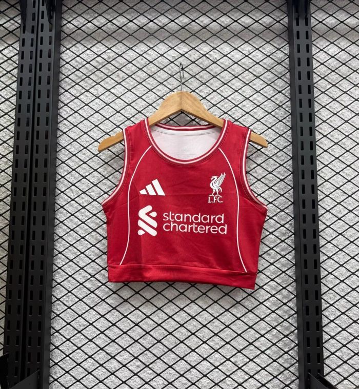 Women 2025-2026 Liverpool Home Soccer Yoga Vest Girl Football Jersey