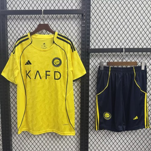 Adult Uniform 2025-2026 Al Nassr Home Soccer Jersey Shorts Football Kit
