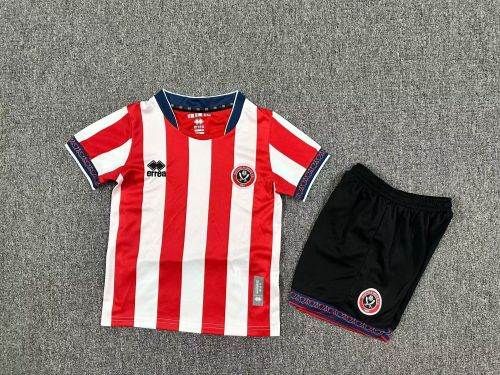Youth Uniform Kids Kit Sheffield United 2025-2026 Home Soccer Jersey Shorts Child Football Set