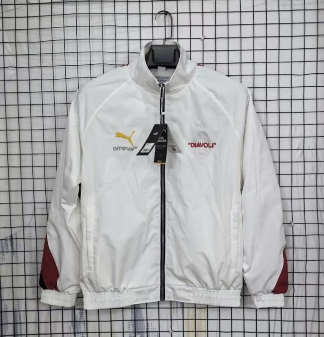 2025-2026 Ac Milan White Soccer Windbreaker Jacket Football Jacket