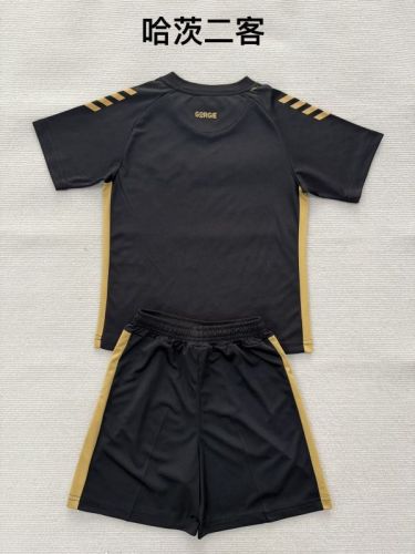 Youth Uniform Kids Kit Heart of Midlothian 2025-2026 Third Away Black Soccer Jersey Shorts Child Football Set