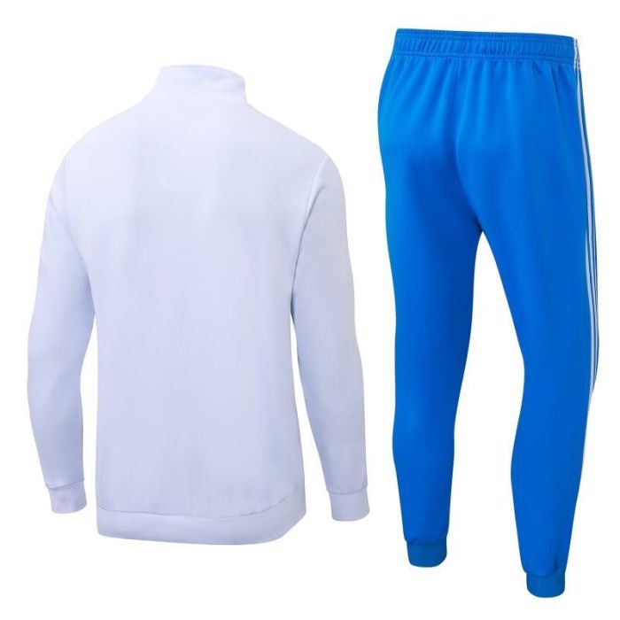 Adult 2025-2026 Real Madrid White Soccer Jacket and Long Pants Football Tracksuit
