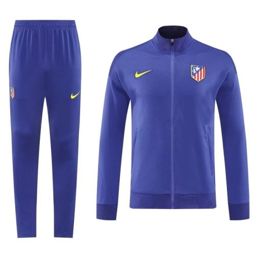 Adult 2025-2026 Atletico Madrid Blue Soccer Jacket and Long Pants Football Tracksuit