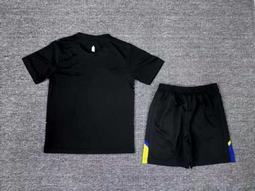 Youth Uniform Kids Kit Everton 2025-2026 Third Away Black Soccer Jersey Shorts Child Football Set