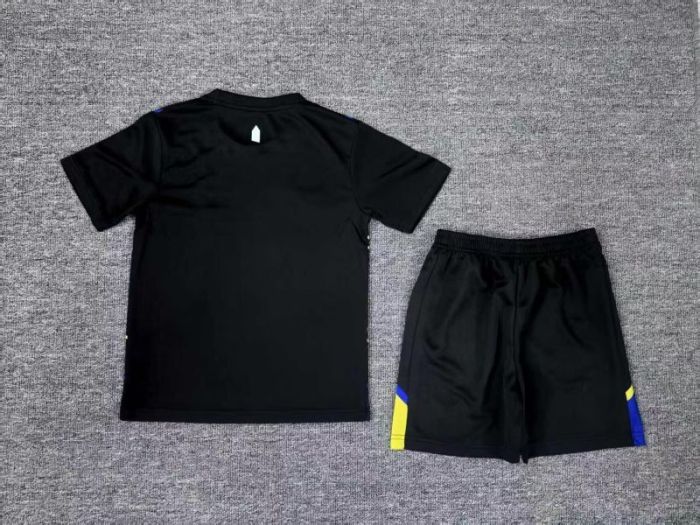 Youth Uniform Kids Kit Everton 2025-2026 Third Away Black Soccer Jersey Shorts Child Football Set