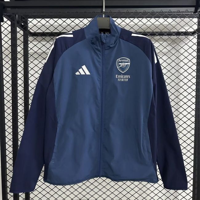 2025-2026 Arsenal Dark Blue Soccer Windbreaker Jacket Football Jacket