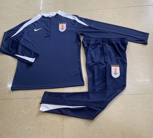 2025-2026 Uruguay Dark Blue Soccer Training Sweater and Pants Football Kit