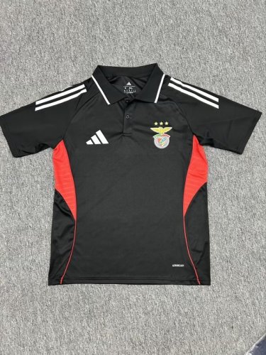 Fan Version 2025-2026 Benfica Black Soccer Polo Football Shirt