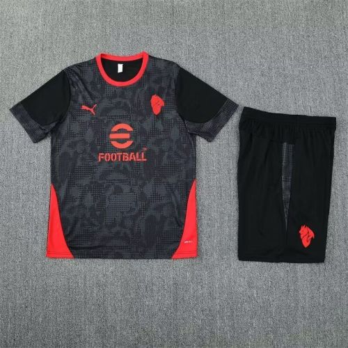 Adult Uniform 2025-2026 AC Milan Black Soccer Training Jersey and Shorts Football Kits