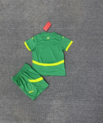 Youth Uniform Kids Kit 2025-2026 Senegal Away Green Soccer Jersey Shorts Child Football Set