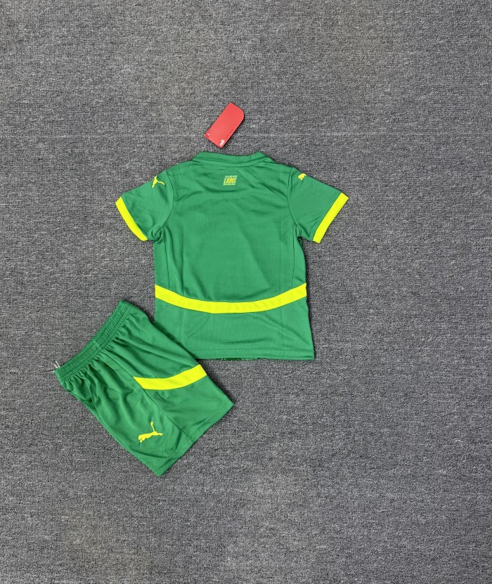 Youth Uniform Kids Kit 2025-2026 Senegal Away Green Soccer Jersey Shorts Child Football Set