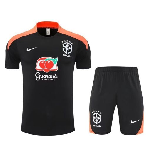 Adult Uniform 2025-2026 Brazil Black Soccer Training Jersey and Shorts Football Kits