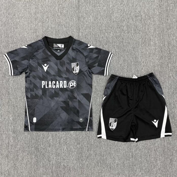 Youth Uniform Kids Kit 2025-2026 Vitória Sport Clube Away Black Soccer Jersey Shorts Paris Child Football Set