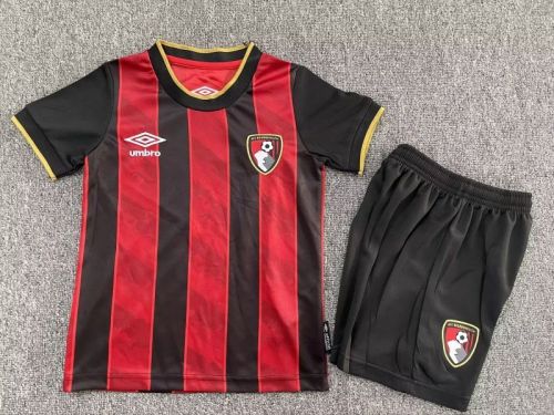 without Sponor Logo Youth Uniform Kids Kit 2025-2026 Bournemouth Home Soccer Jersey Shorts Child Football Set