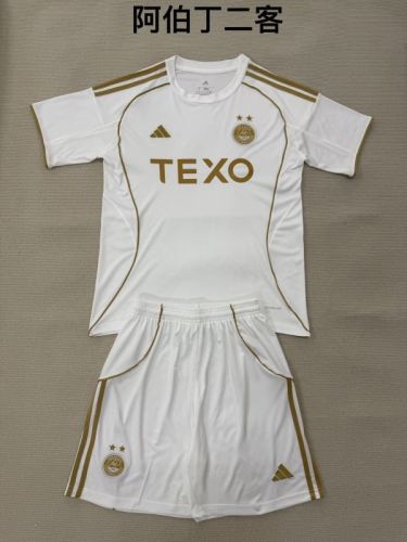 Youth Uniform Kids Kit 2025-2026 Aberdeen Third Away White Soccer Jersey Shorts Child Football Set