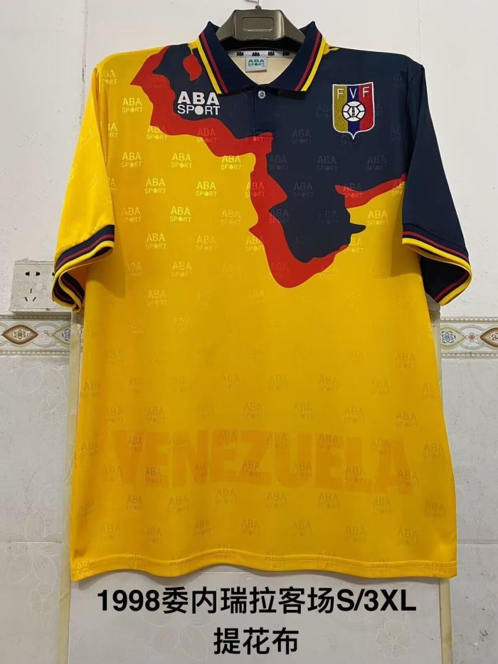 Retro Jersey 1998 Venezuela Away Yellow Soccer Jersey Vintage Football Shirt