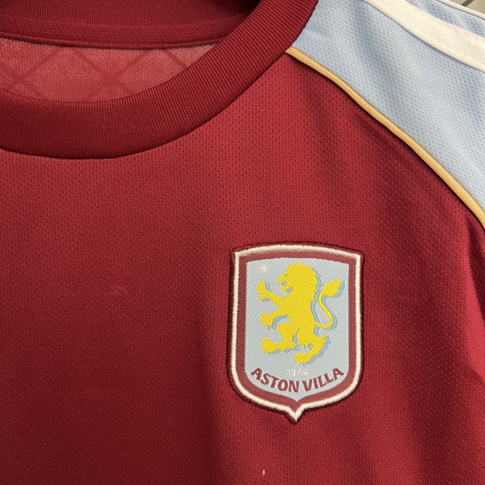 with Sponor Logo Youth Uniform Kids Kit 2025-2026 Aston Villa Home Soccer Jersey Shorts Child Football Set