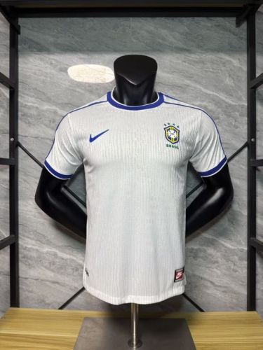 Player Version Retro Jersey 1998 Brazil White Soccer Jersey Vintage Brasil Football Shirt