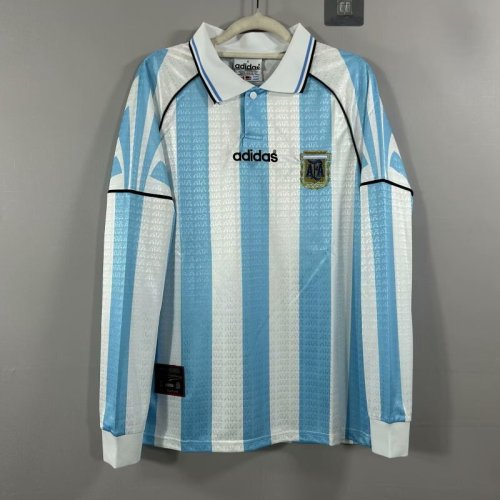 Long Sleeve Retro Jersey 1996-1997 Argentina Home Soccer Jersey Vintage Camisetas de Futbol