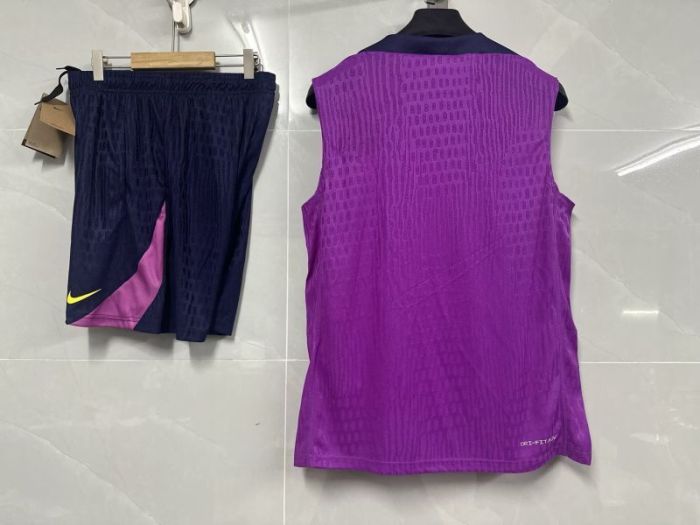 Adult Uniform 2025-2026 Manchester United Purple Soccer Training Vest and Shorts Football Set