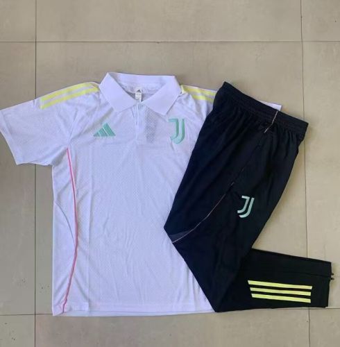 2025-2026 Juventus White Soccer Polo and Pants Football Kit