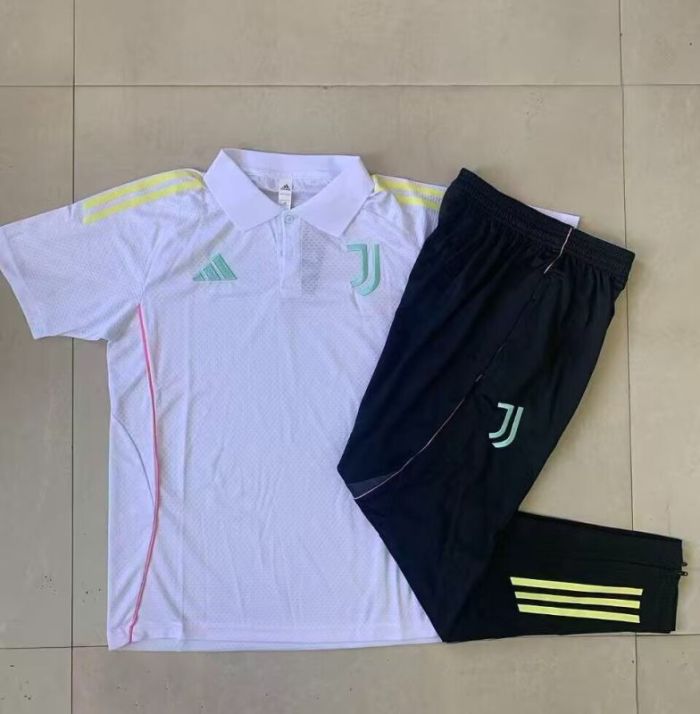 2025-2026 Juventus White Soccer Polo and Pants Football Kit