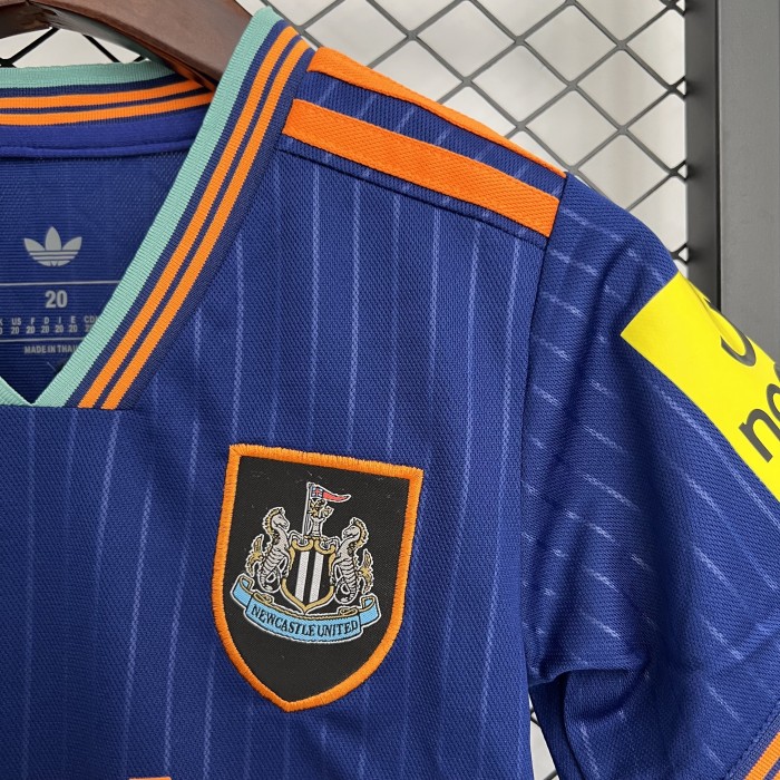 Youth Uniform Kids Kit Newcastle United 2025-2026 Third Away Blue Soccer Jersey Shorts Child Football Set