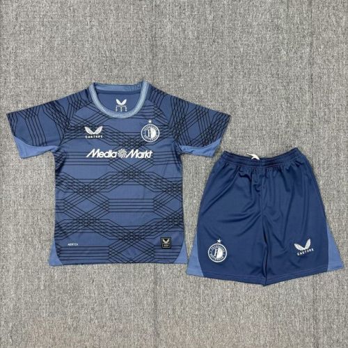 Youth Uniform Kids Kit 2025-2026 Feyenoord Rotterdam Away Soccer Jersey Shorts Child Football Set
