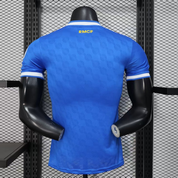 with HP Logo Player Version 2025-2026 Real Madrid Third Away Blue Soccer Jersey Real Football Shirt