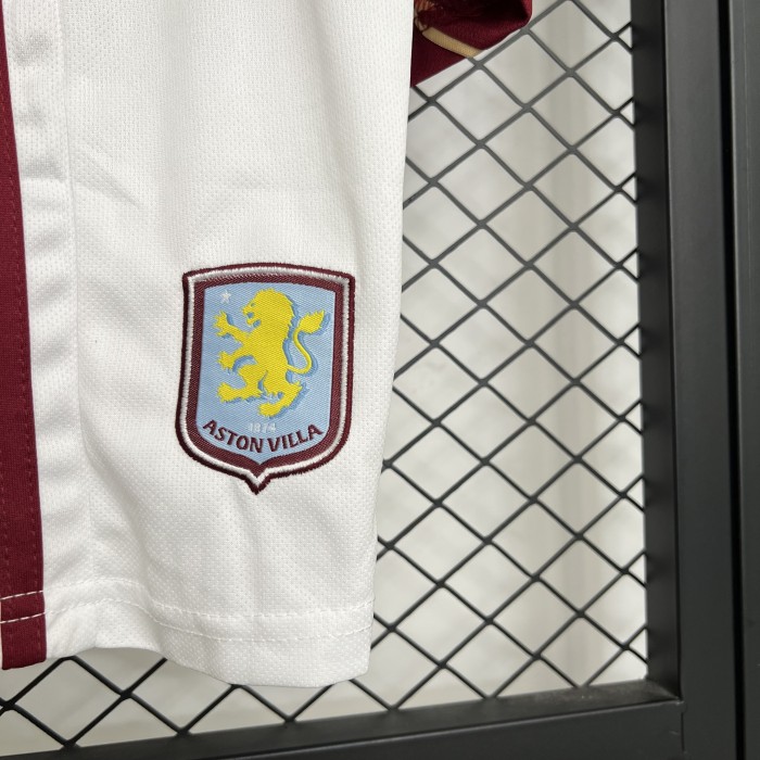 with Sponor Logo Youth Uniform Kids Kit 2025-2026 Aston Villa Home Soccer Jersey Shorts Child Football Set