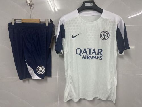 Player Version Adult Uniform 2025-2026 Inter Milan Grey Soccer Training Jersey and Shorts Football Kits