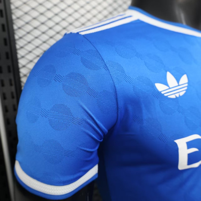 with HP Logo Player Version 2025-2026 Real Madrid Third Away Blue Soccer Jersey Real Football Shirt