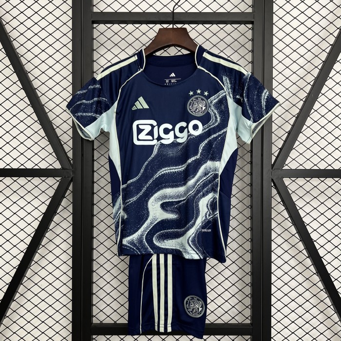 Youth Uniform Kids Kit Ajax 2025-2026 Ajax Away Soccer Jersey Shorts Child Football Set