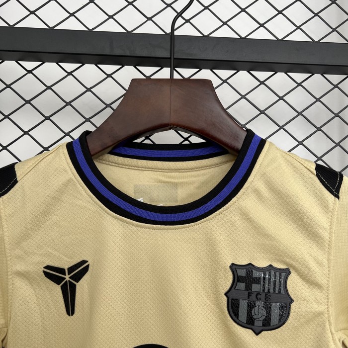 Youth Uniform Kids Kit 2025-2026 Barcelona Away Soccer Jersey Shorts Child Football Set