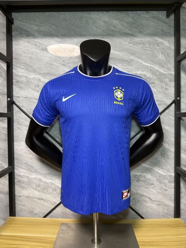 Player Version Retro Jersey 1998 Brazil Away Blue Soccer Jersey Vintage Brasil Football Shirt