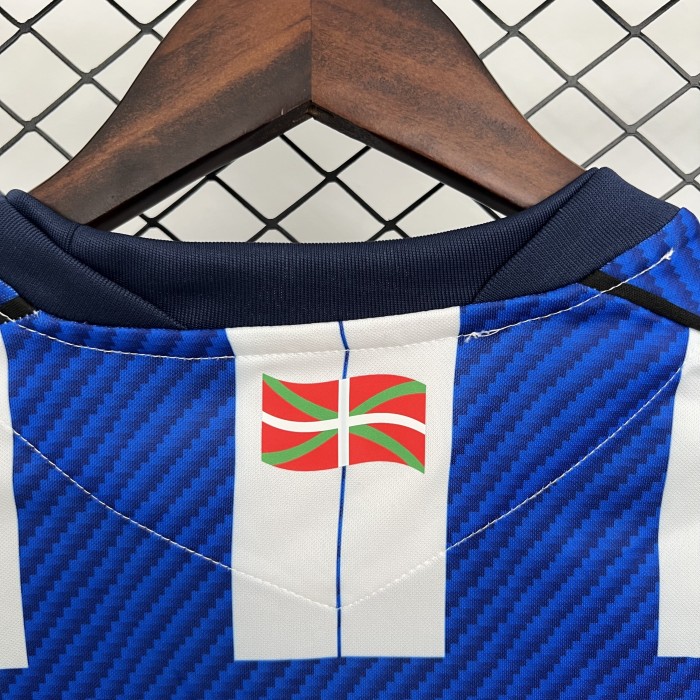with LALIGA Patch Fan Version 2025-2026 Real Sociedad Home Soccer Jersey Football Shirt
