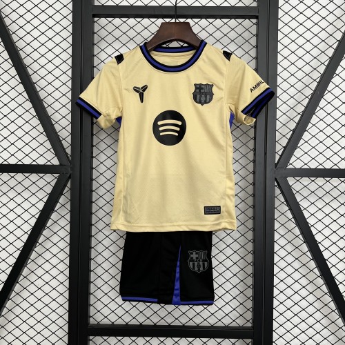 Youth Uniform Kids Kit 2025-2026 Barcelona Away Soccer Jersey Shorts Child Football Set