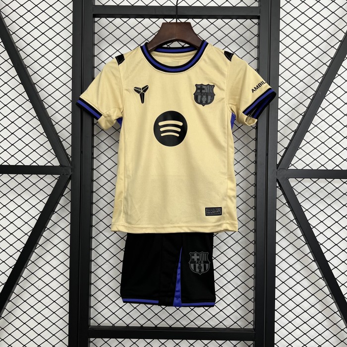 Youth Uniform Kids Kit 2025-2026 Barcelona Away Soccer Jersey Shorts Child Football Set