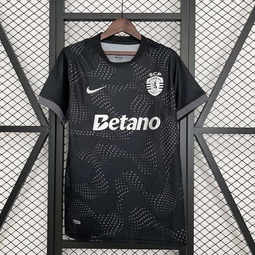 Fan Version 2025-2026 Sporting Lisbon Black Football Shirt Soccer Jersey