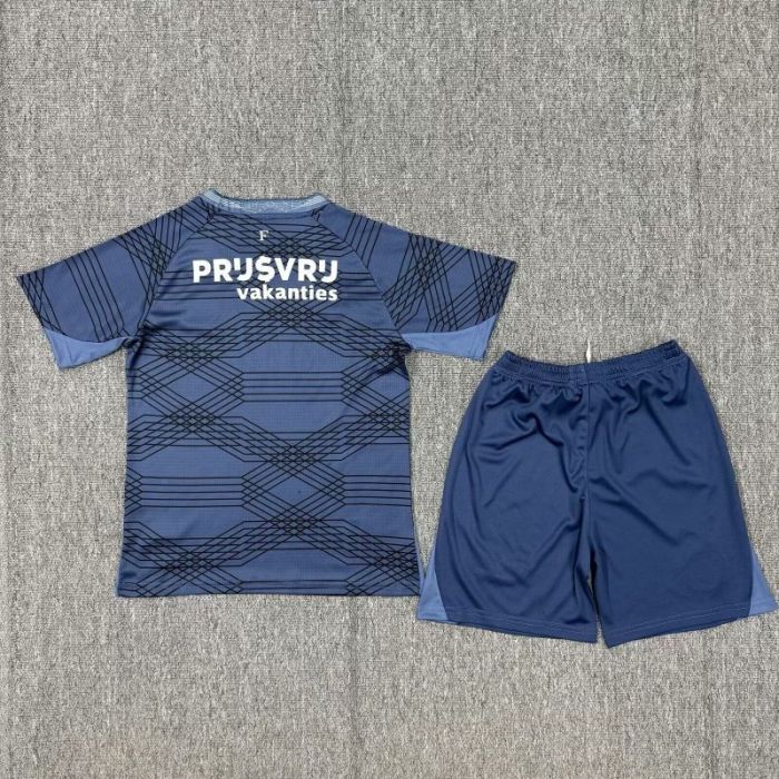 Youth Uniform Kids Kit 2025-2026 Feyenoord Rotterdam Away Soccer Jersey Shorts Child Football Set