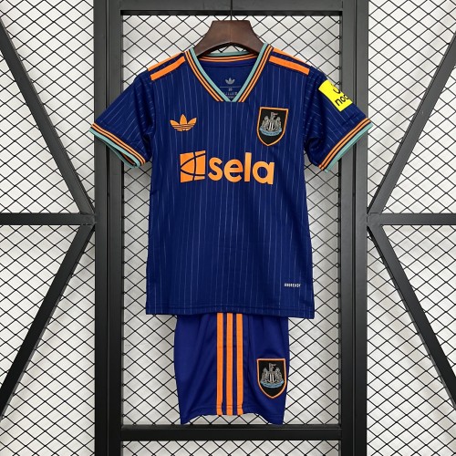 Youth Uniform Kids Kit Newcastle United 2025-2026 Third Away Blue Soccer Jersey Shorts Child Football Set
