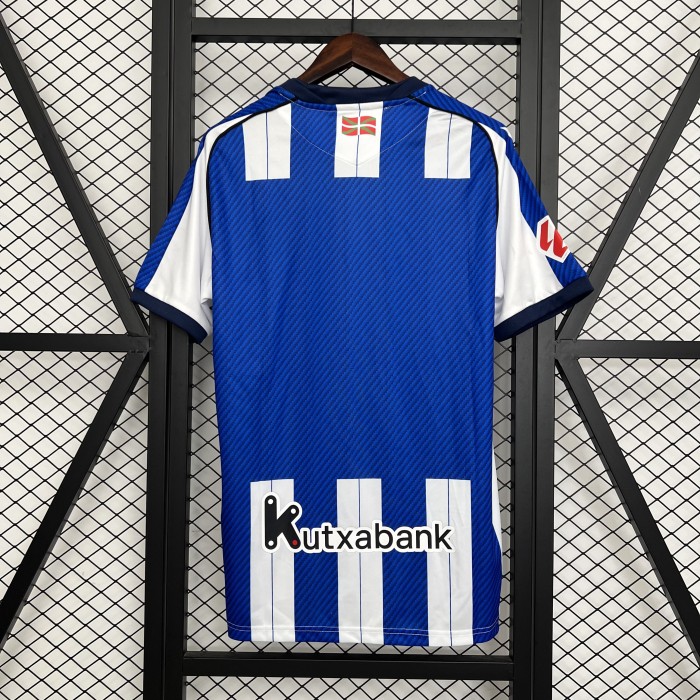 with LALIGA Patch Fan Version 2025-2026 Real Sociedad Home Soccer Jersey Football Shirt