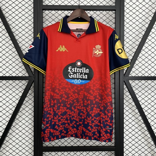 with LALIGA Patch Fan Version 2025-2026 Deportivo La Coruna Away Red Soccer Jersey Camisetas de Futbol