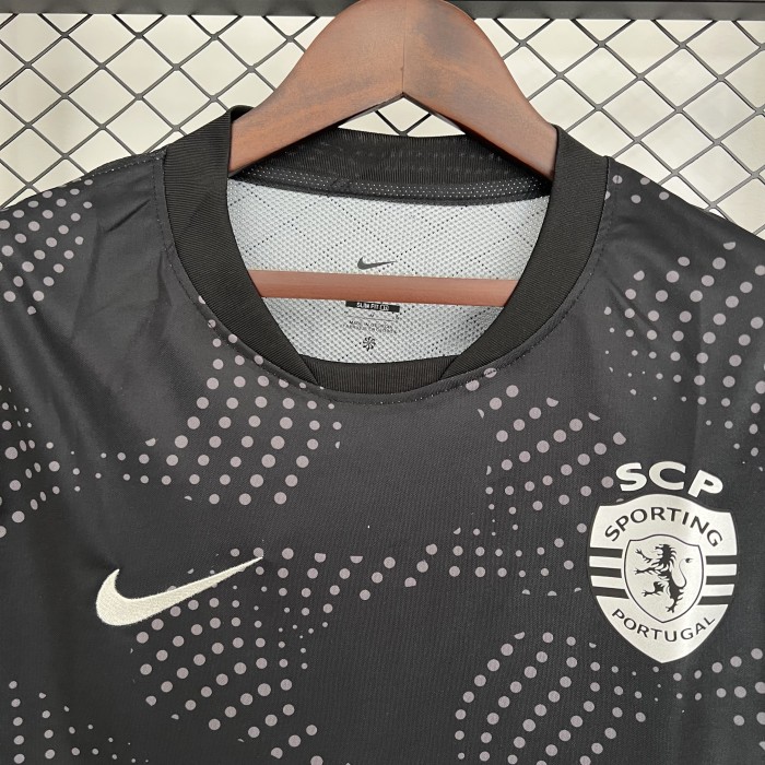 Fan Version 2025-2026 Sporting Lisbon Black Football Shirt Soccer Jersey