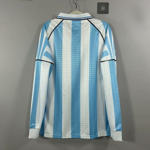 Long Sleeve Retro Jersey 1996-1997 Argentina Home Soccer Jersey Vintage Camisetas de Futbol