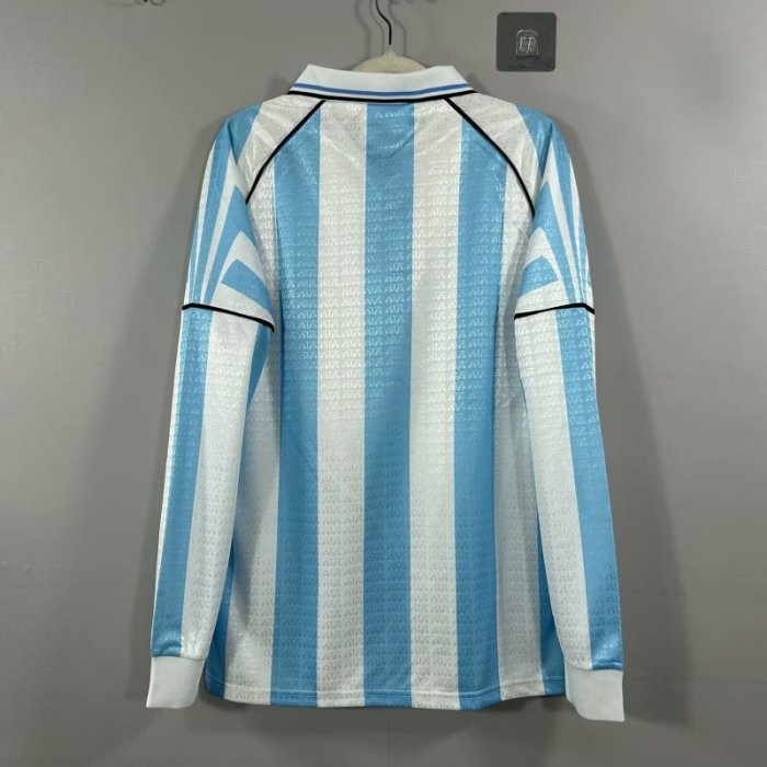 Long Sleeve Retro Jersey 1996-1997 Argentina Home Soccer Jersey Vintage Camisetas de Futbol